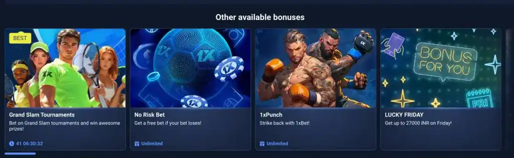 Anuncio colorido de 1xBet con monedas y gráficos animados